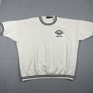 Polo Ralph Lauren Sweatshirt Mens XXL White Short Sleeve Tennis Embroidery Cotto